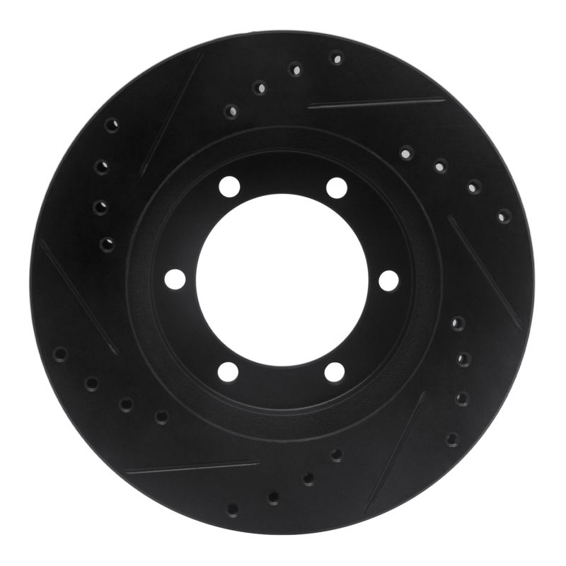 Nissan NP300 Brake Rotor (1) - Front Right - R1 Concepts - Drilled & Slotted - Black - `98-`15